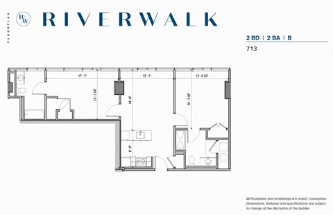 Floor plan for 2 beds, 2 baths, 1012 sqft